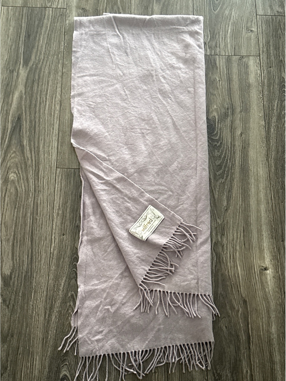 Aritzia Wilfred 100% Wool Lavendar Blanket Scarf with Fringe